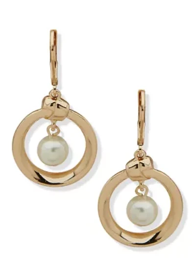Gold Tone Pearl Knot Orbital Earrings