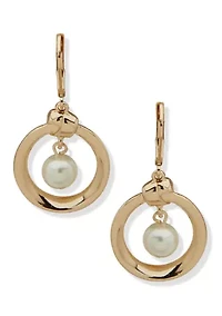 Gold Tone Pearl Knot Orbital Earrings