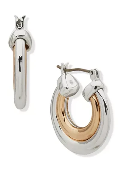 Two Tone 22 Millimeter 2 Row Hoop Earrings