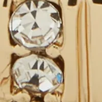 Two Tone Crystal 16mm 2 Row C Hoop Earrings
