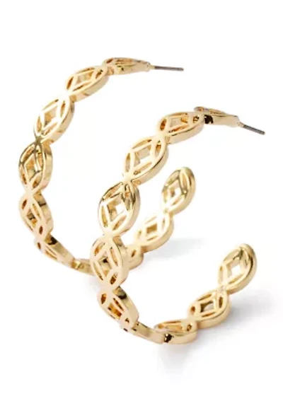 Gold Tone 42mm Cutout C Hoop Earrings