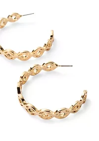 Gold Tone 42mm Cutout C Hoop Earrings