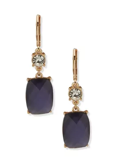 Gold Tone Stone Drop Earrings