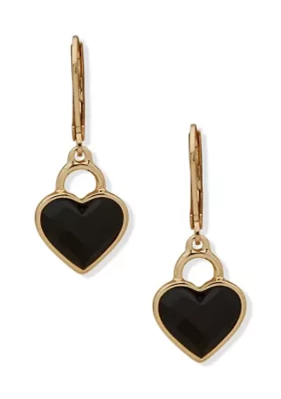 Heart Drop Lever Back Earrings
