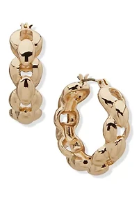 Puffed Dome Link Hoop Earrings
