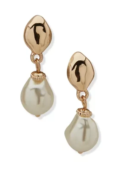 Baroque Pearl Hammered Drop Earrings