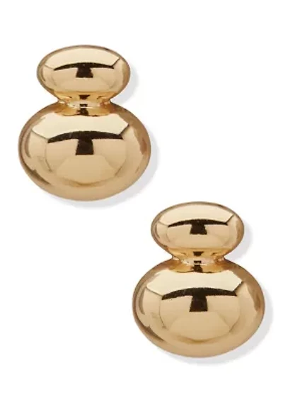 Puffy Double Round Button Earrings
