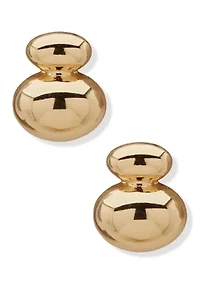 Puffy Double Round Button Earrings