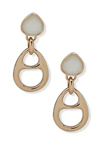  Stone Pearl Link Drop Earrings