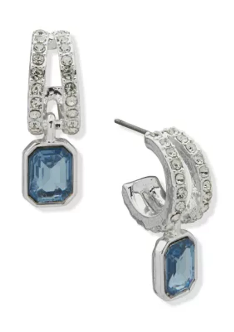 Stone Drop Huggie Earrings