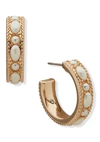  Pearl Rope Texture Huggie C Hoop Earrings