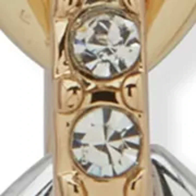 Two Tone Crystal Link Linear Earrings