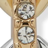 Two Tone Crystal Link Linear Earrings