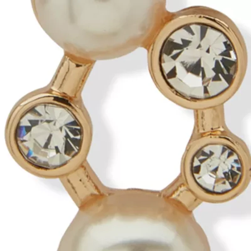 Cluster Stone Pearl Drop Earrings