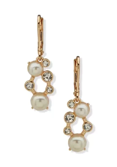 Cluster Stone Pearl Drop Earrings