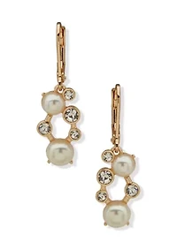 Cluster Stone Pearl Drop Earrings