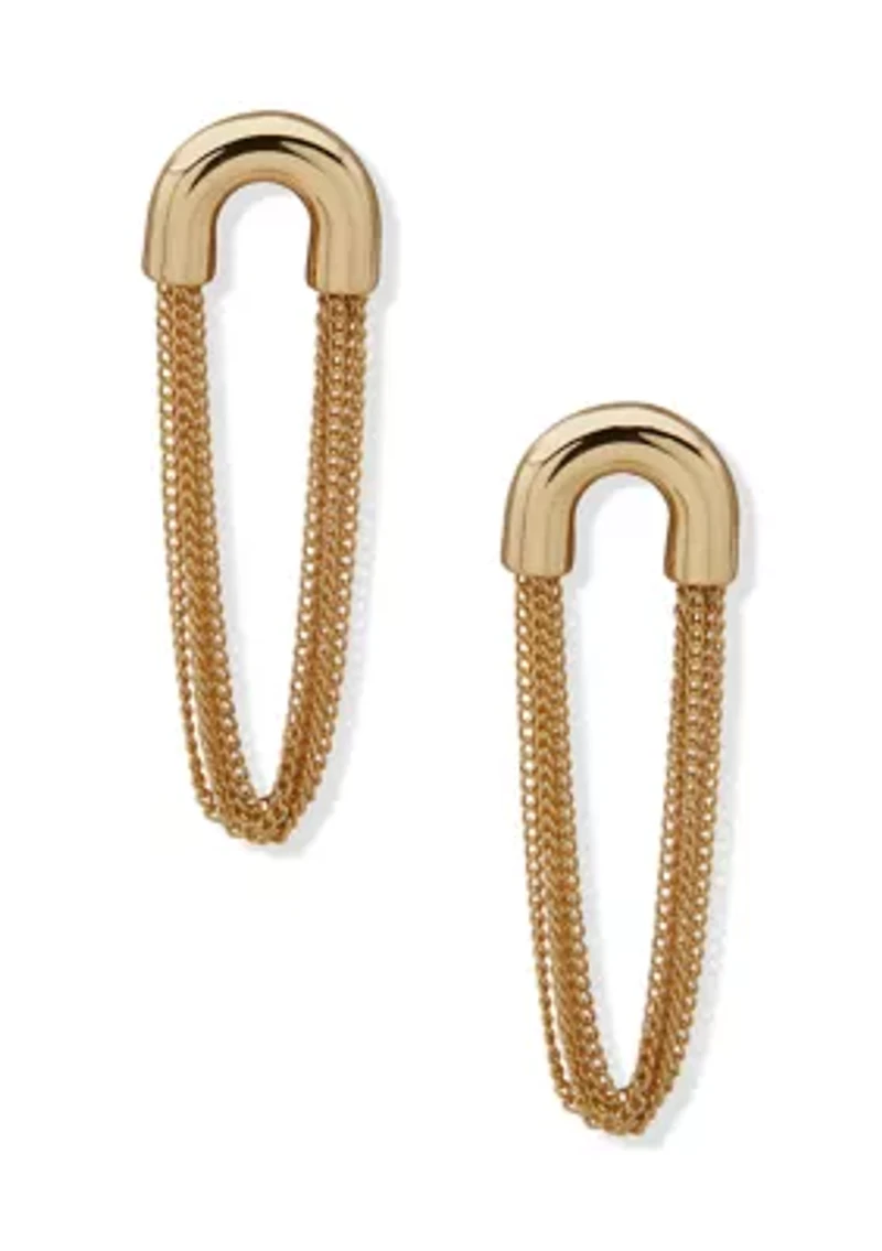 Chain Drop Gold Tone Earrings