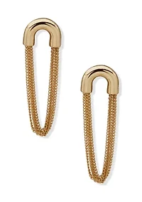 Chain Drop Gold Tone Earrings