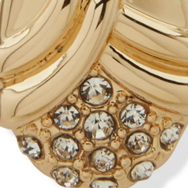 Crystal Oval Gold Tone Drop Earrings