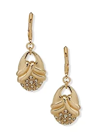 Crystal Oval Gold Tone Drop Earrings