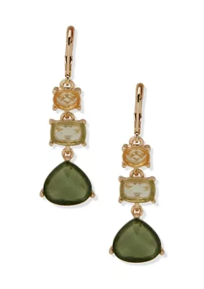 Multi Green Stone Linear Earrings