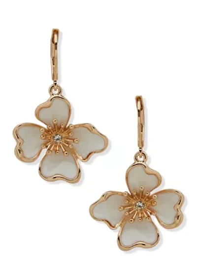  Textured Flower Drop Earrings