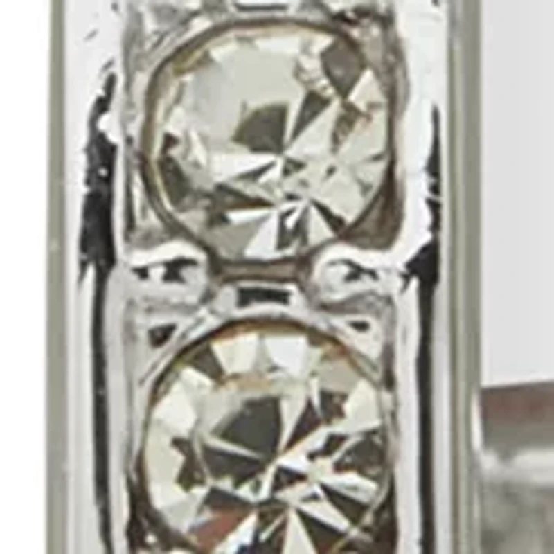 Pearl Crystal Silver Huggie Earrings