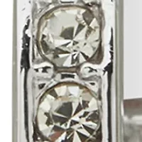 Pearl Crystal Silver Huggie Earrings
