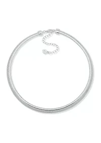 Silver Tone 16" Omega Chain Collar Necklace