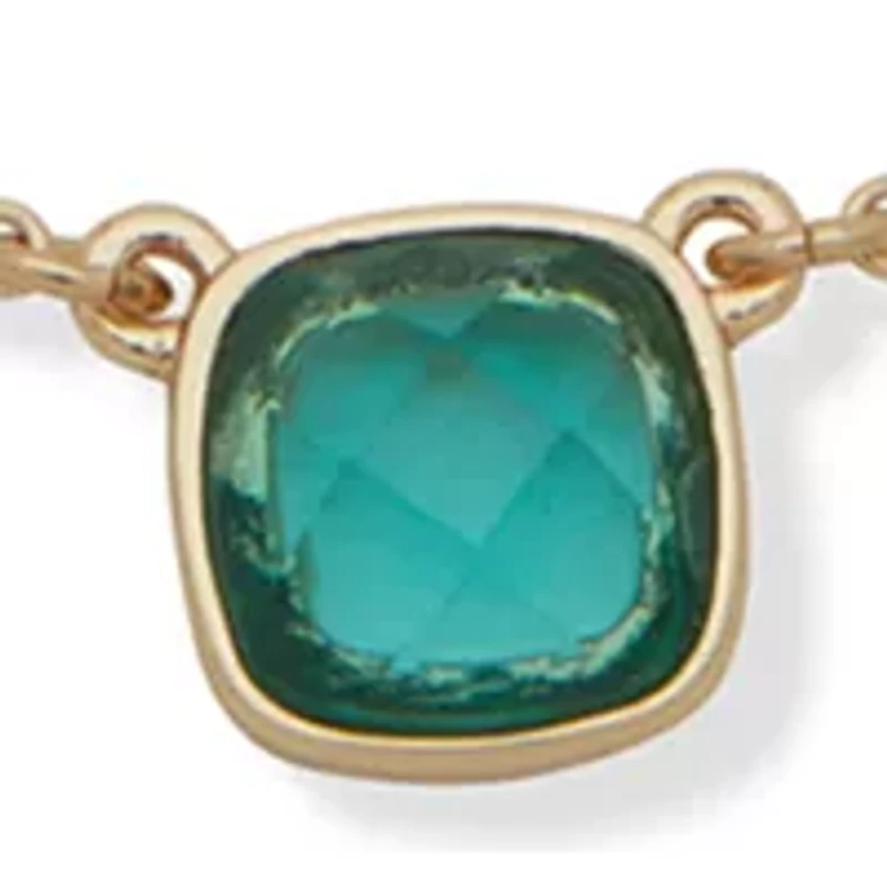 Gold Tone Stone Pendant Necklace