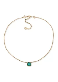 Gold Tone Stone Pendant Necklace