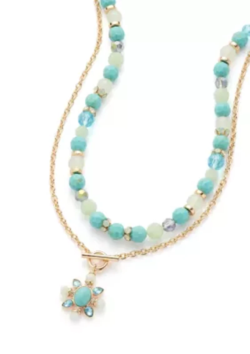 Beaded Pendant Two in One Necklace