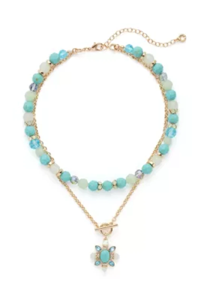 Beaded Pendant Two in One Necklace