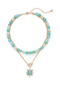 Beaded Pendant Two in One Necklace