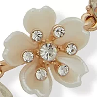 Gold Tone White Flower Stone Frontal Necklace
