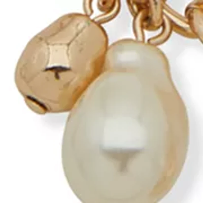 Gold Tone Pearl Shell Frontal Charm Necklace