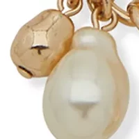 Gold Tone Pearl Shell Frontal Charm Necklace
