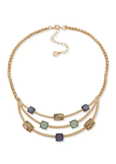 Gold Tone Multi Roped Multirow Necklace