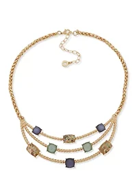 Gold Tone Multi Roped Multirow Necklace