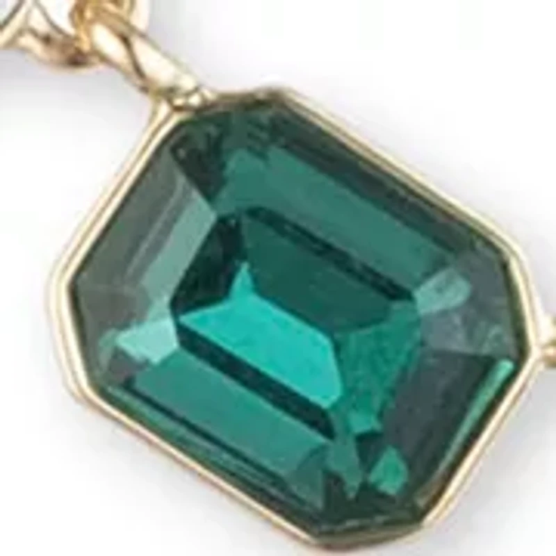 Gold Tone Green Crystal Collar Necklace