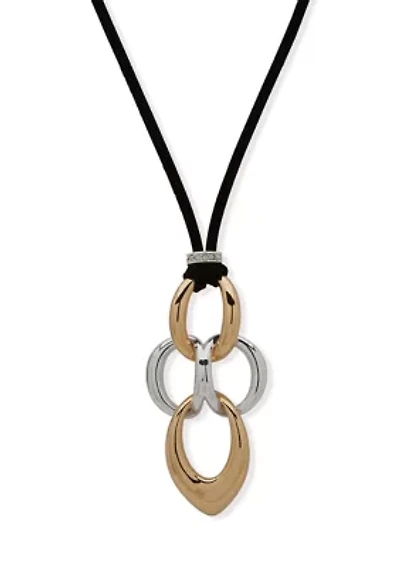 Two Tone Link Pendant Necklace