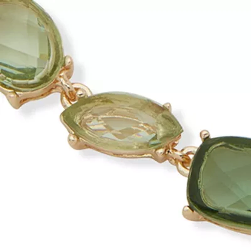 Green Stationed Stone Frontal Necklace