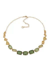 Green Stationed Stone Frontal Necklace