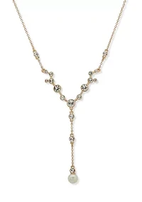 Crystal Pearl Stone Y Necklace