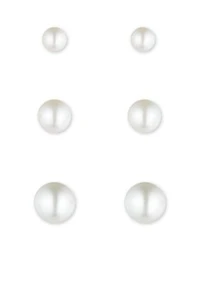 Pearl Trio Stud Earrings Set
