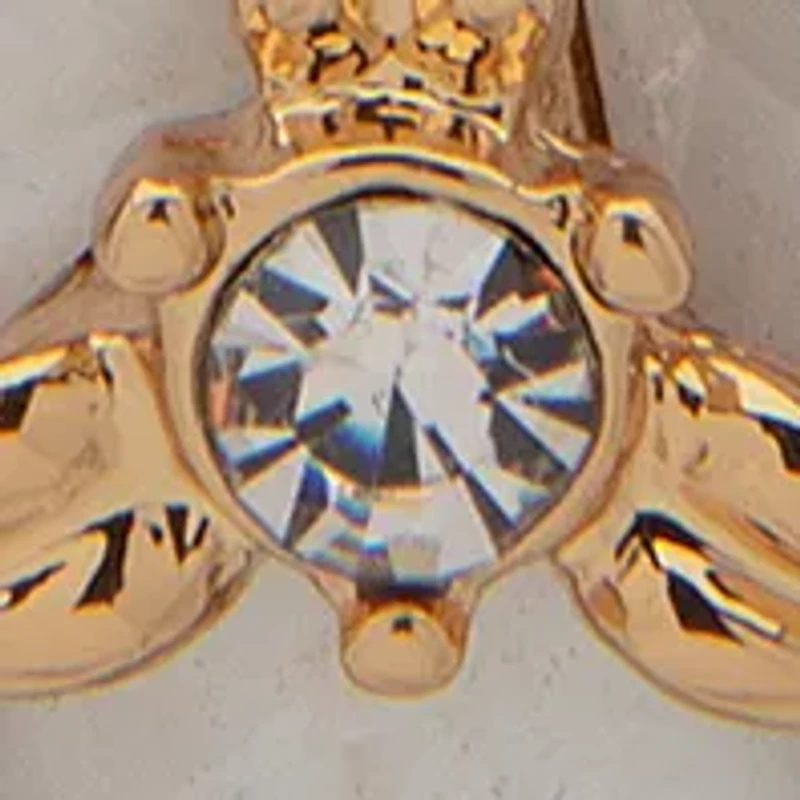 Gold Tone White Flower Double Drop Earrings