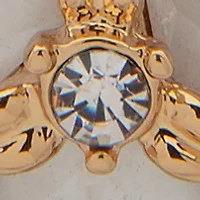 Gold Tone White Flower Double Drop Earrings