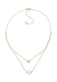 Gold Tone White Pearl Mother of Pearl 16 Inch Carded Pendant  Necklace