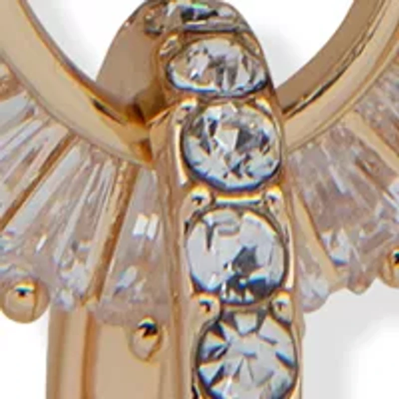 Silver Tone Crystal Pavé Baguette Orbital Oval Drop Earrings 