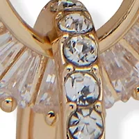 Silver Tone Crystal Pavé Baguette Orbital Oval Drop Earrings 